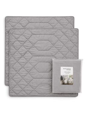 New Madison Hayden Euro Sham Set of 3 Gray Cotton Quilted Pillow Cover 26x26